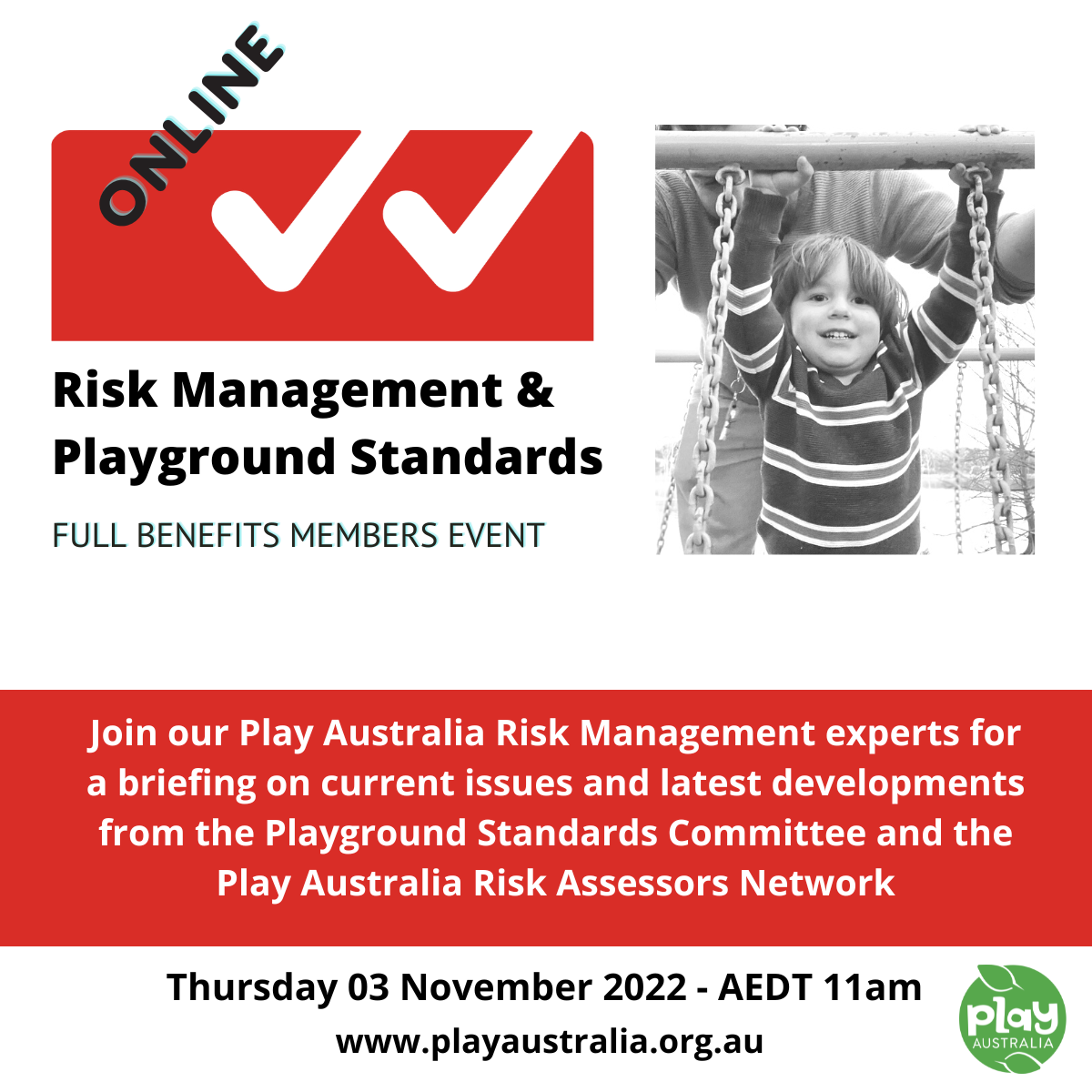 Play Australia PD session, Risk management and playground standards