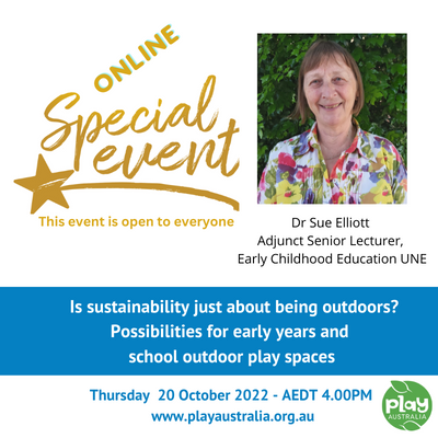 Online Learning Series special event, Is sustainability just about being outdoors? With Dr Sue Elliott